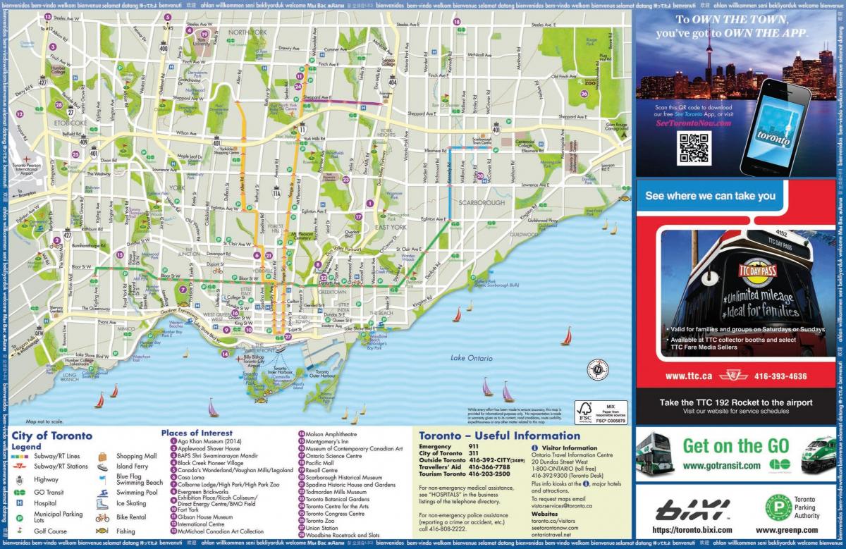 Toronto sightseeing map