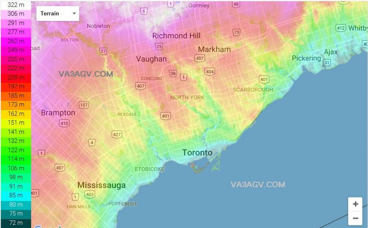 Toronto elevation map